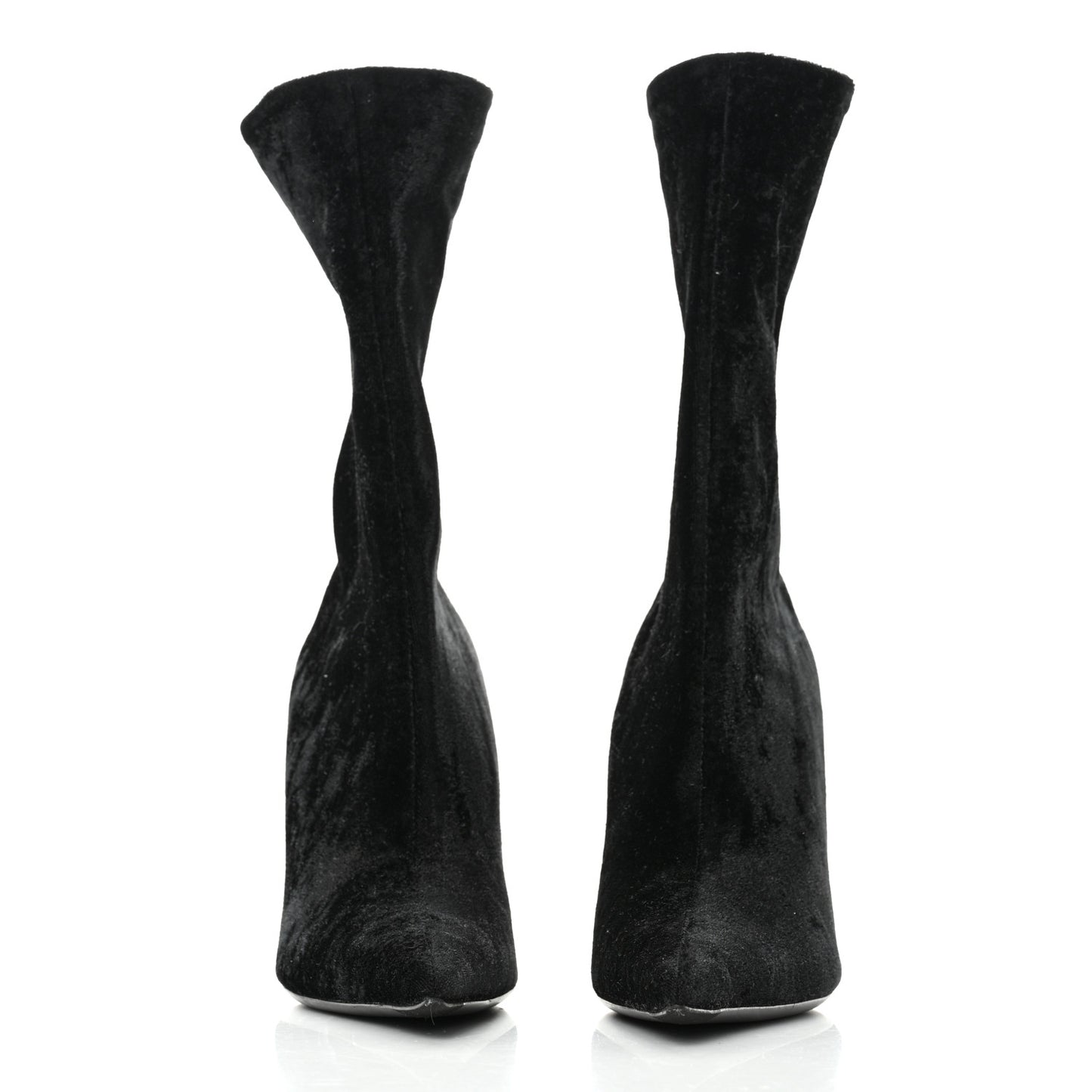 Velvet Spandex Extreme Pointed Toe Knife Ankle Boots 36 Black
