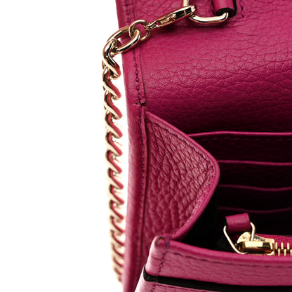 Gucci Pebbled Calfskin Soho Wallet on Chain Bright Bougainvillea 11 of 11