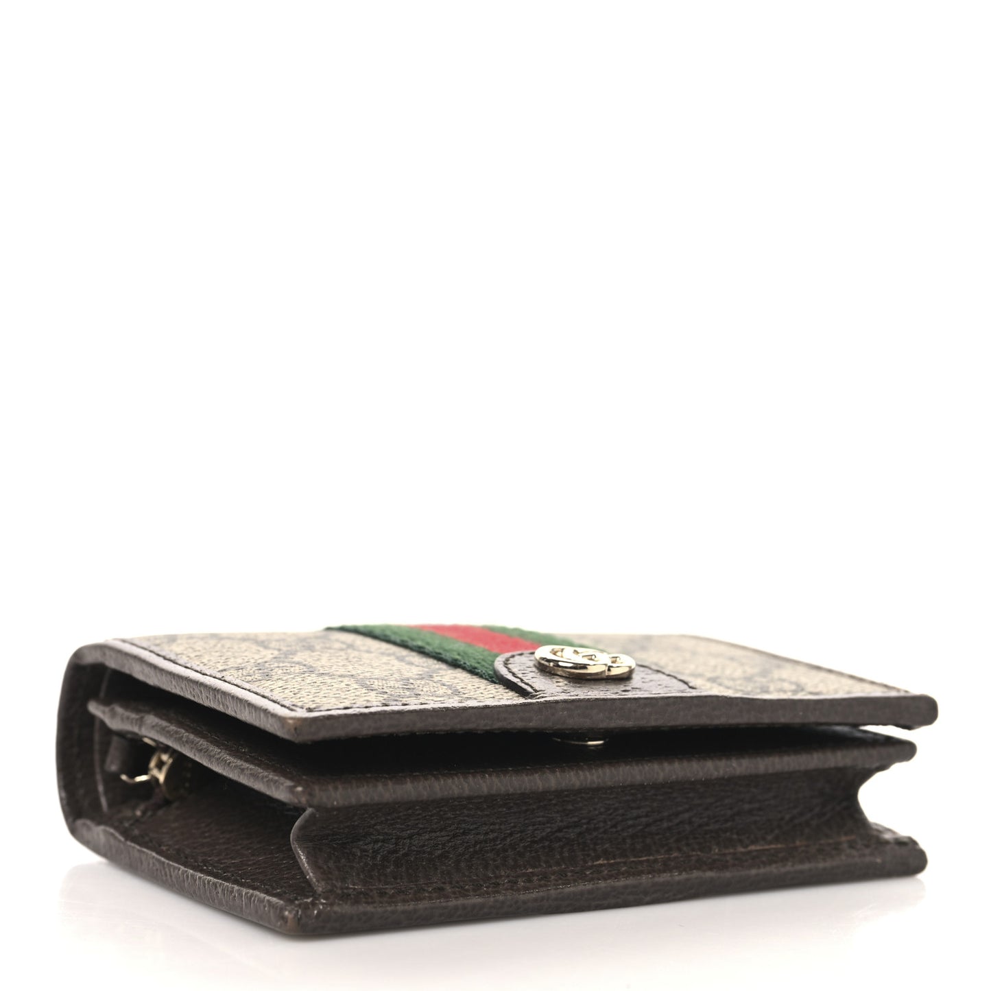 GG Supreme Monogram Web Ophidia Small Wallet Beige Dark Brown Beige Dark Brown