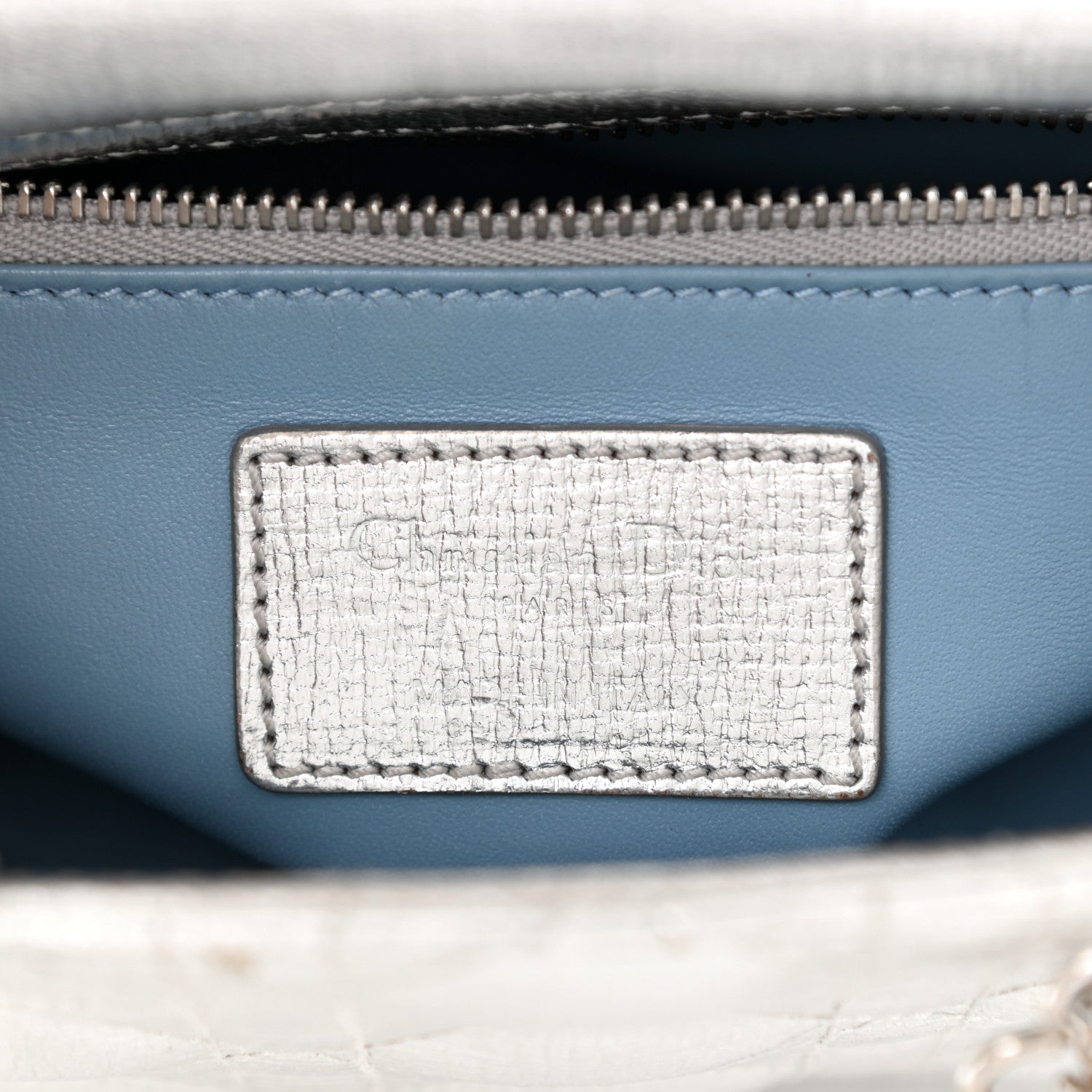 Christian Dior Metallic Grained Calfskin Cannage Small Lucky Badges My Lady Dior Silver 6 of 14