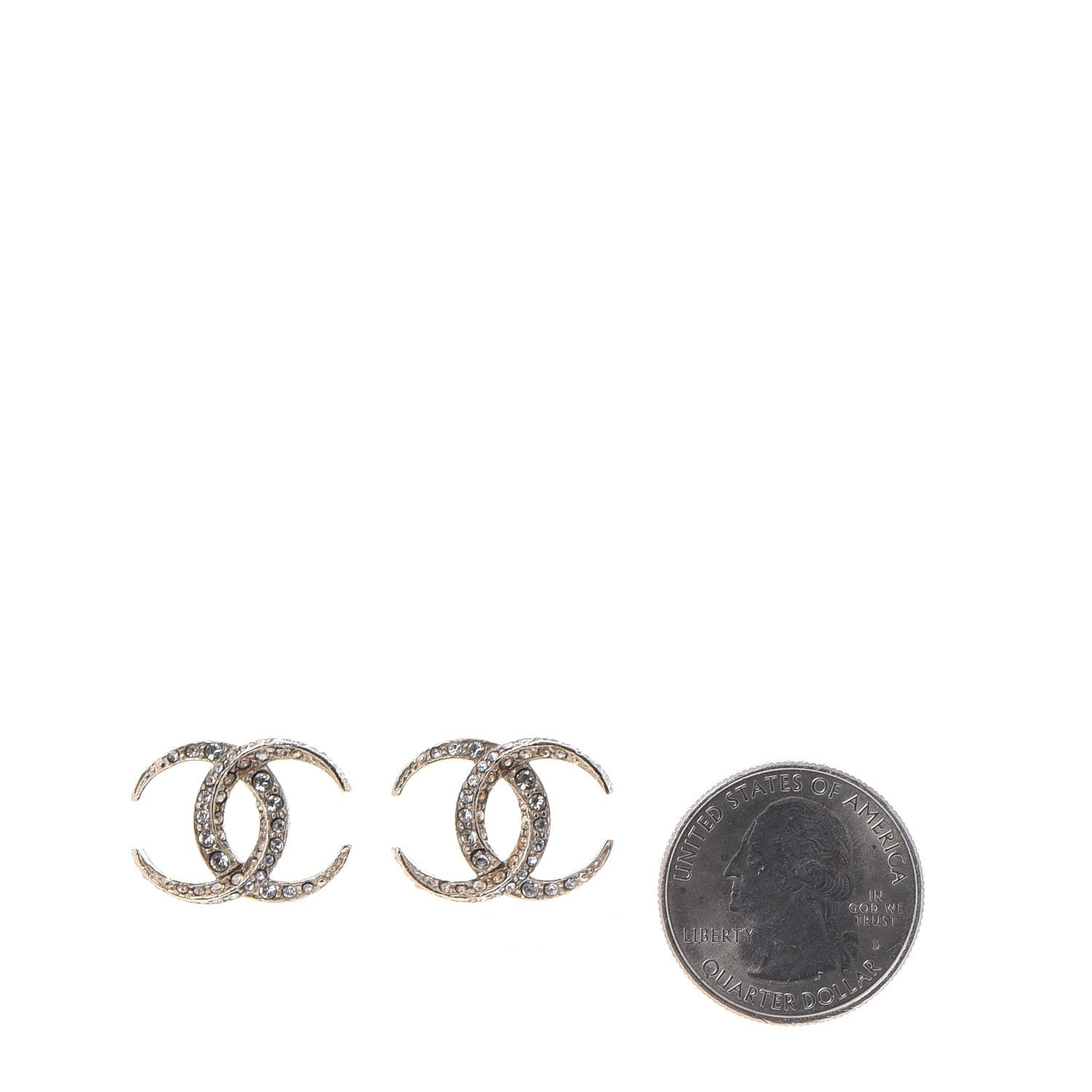 Chanel Crystal CC Moon Earrings Gold 2 of 6