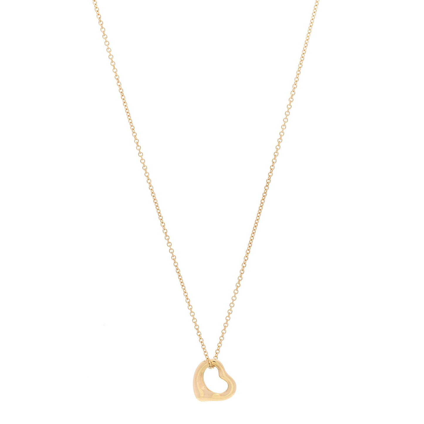 18K Yellow Gold 11mm Elsa Peretti Open Heart Pendant Necklace