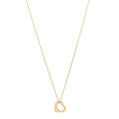Tiffany 18K Yellow Gold 11mm Elsa Peretti Open Heart Pendant Necklace 1 of 6