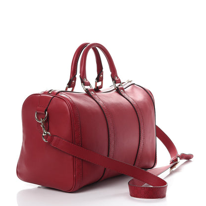 Gucci Calfskin Microguccissima Trim Medium Boston Raspberry Red 4 of 12