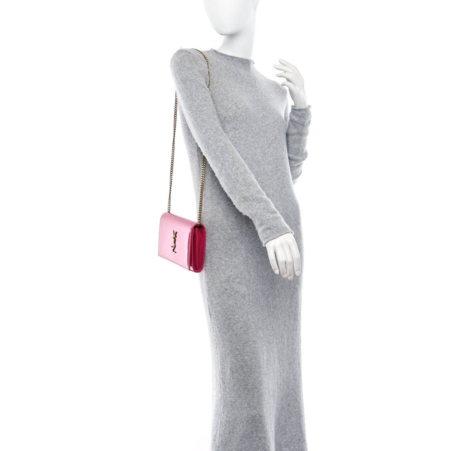 Patent Calfskin Monogram Kate Wallet On Chain Fresh Fuxia