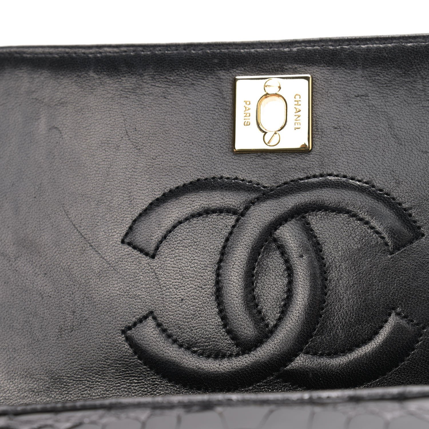 Chanel Shiny Crocodile Evening Flap Black 9 of 11