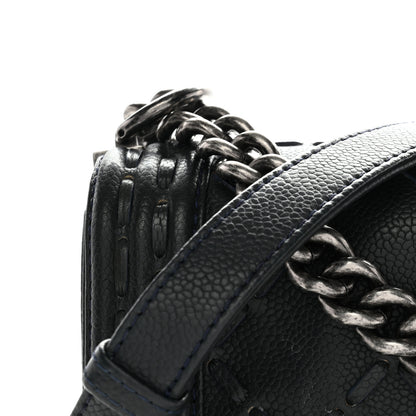 Chanel Caviar Stitched Medium Boy Flap Blue 14 of 14