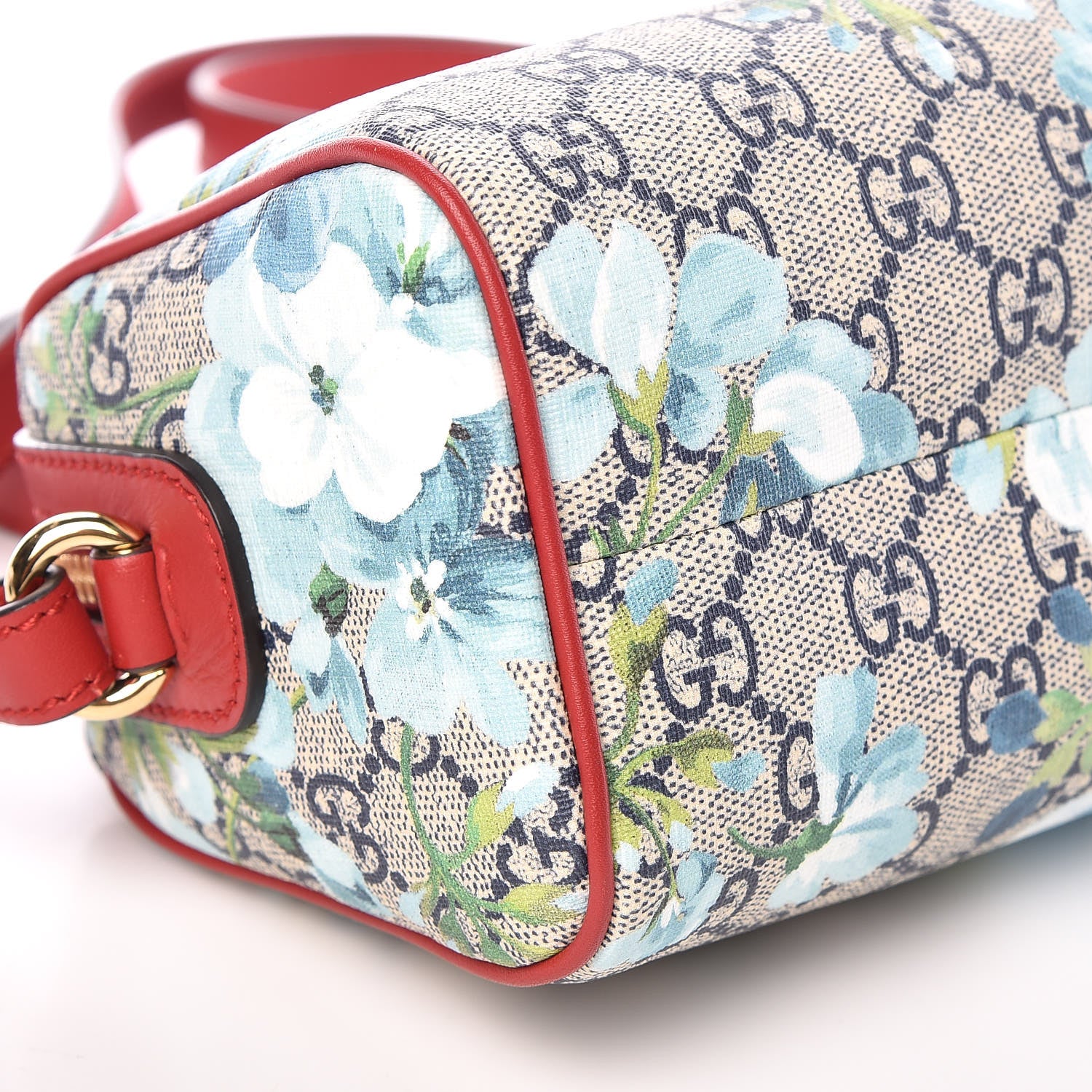 Gucci GG Supreme Monogram Blooms Mini Boston Navy Blue Hibiscus 8 of 9