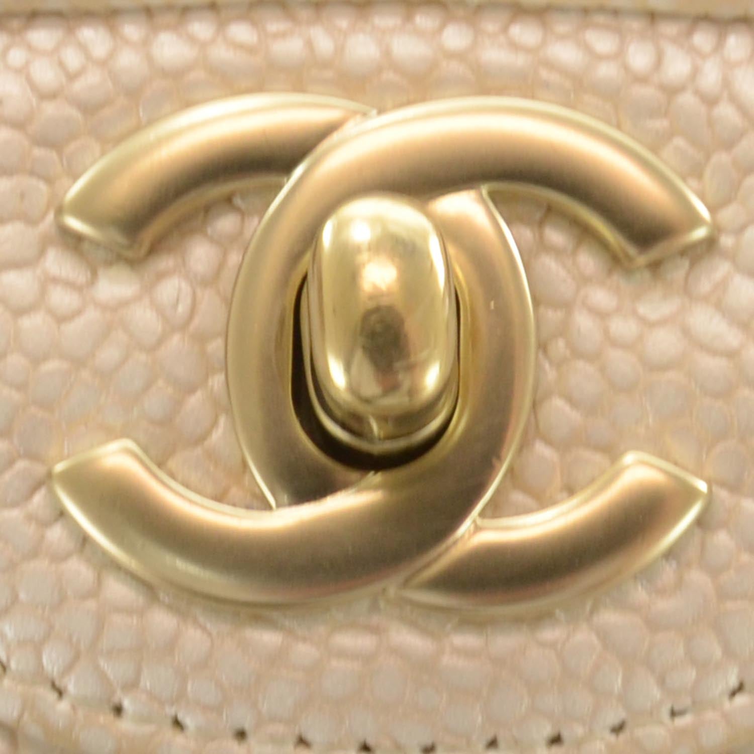 Chanel Pearly Caviar Quilted Medium Double Flap Light Beige 11 of 11