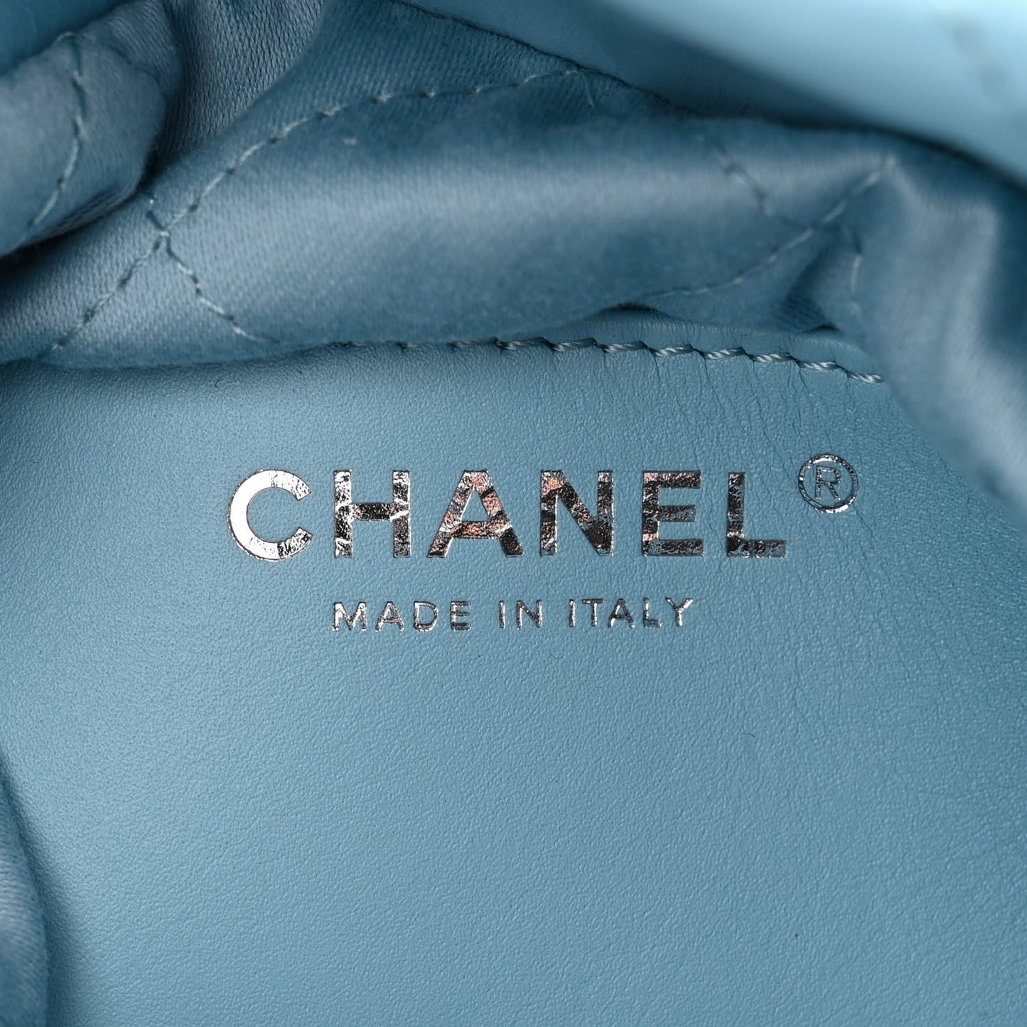 Shiny Calfskin Quilted Mini 22 Light Blue