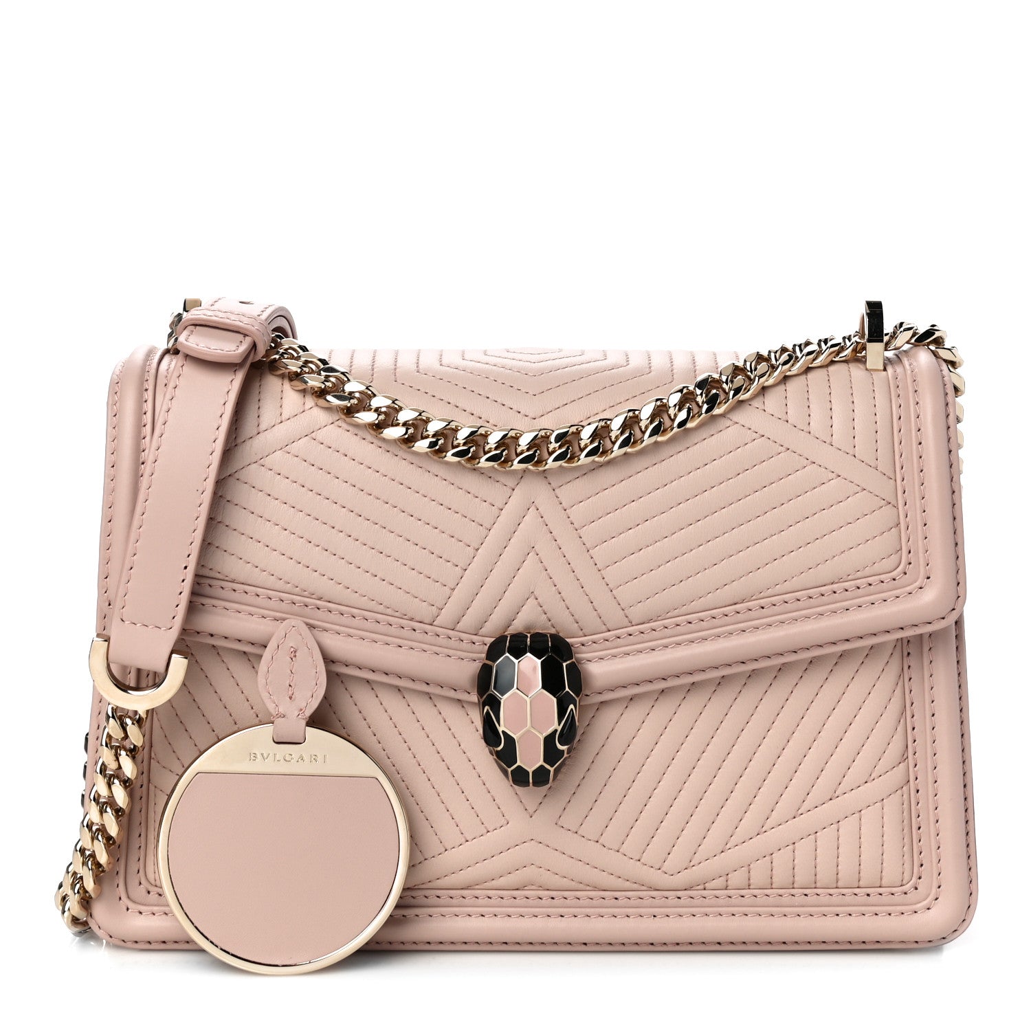 Bulgari Nappa Quilted Calfskin Serpenti Forever Diamond Blast Shoulder Bag Crystal Rose 1 of 10