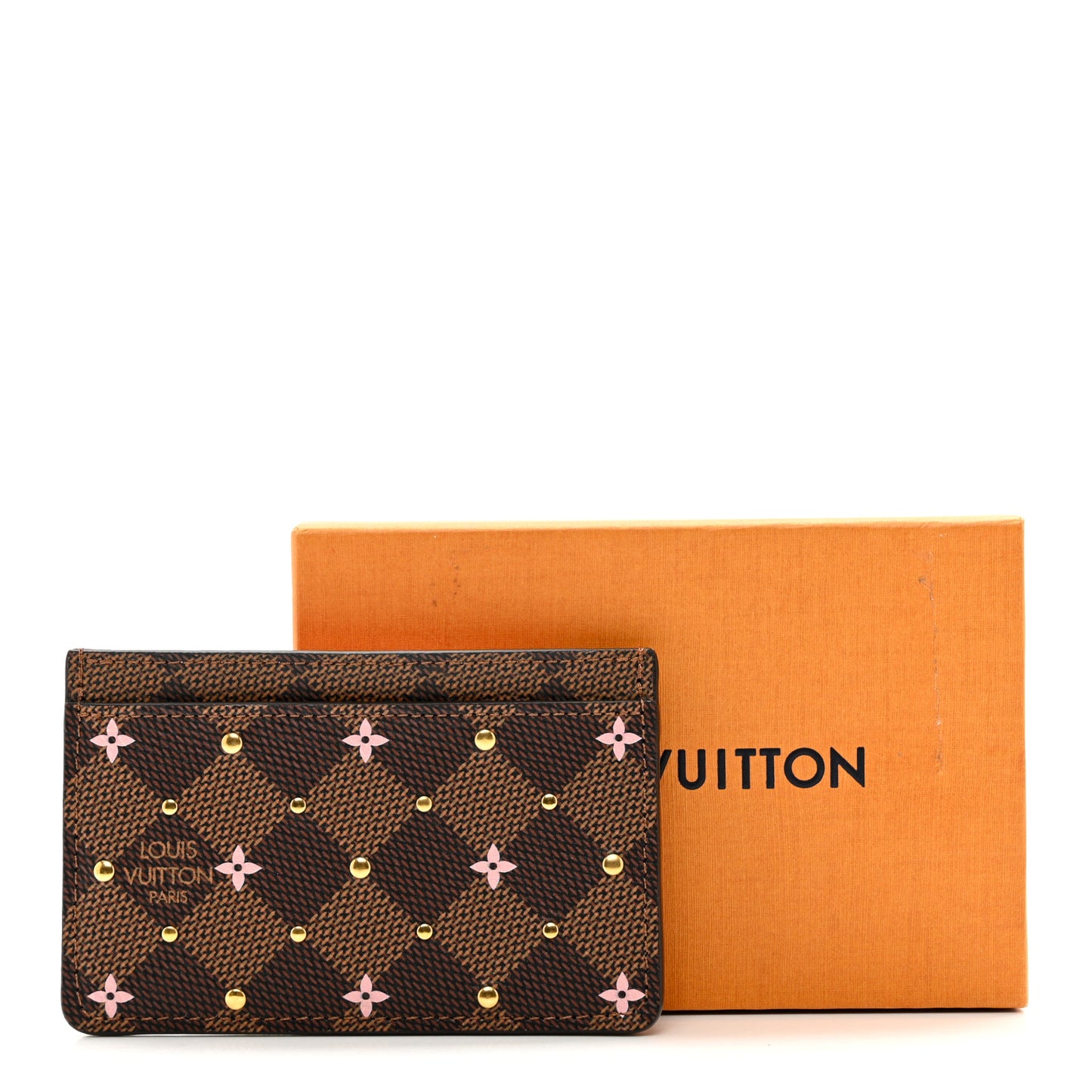 Damier Ebene Studded Card Holder