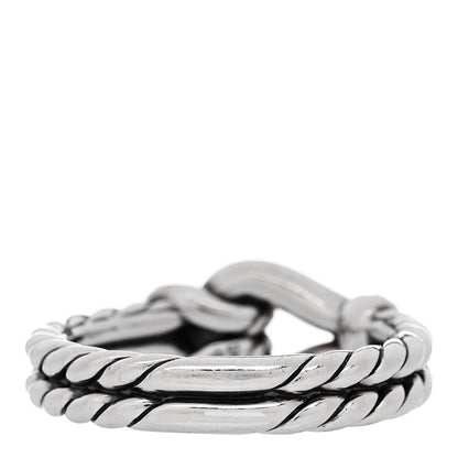 David Yurman Sterling Silver Diamond Thoroughbred Loop Ring 54 7 3 of 4