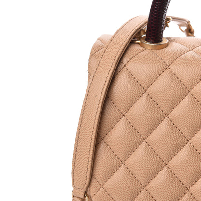 Chanel Caviar Lizard Embossed Quilted Small Coco Handle Flap Beige 17 of 18