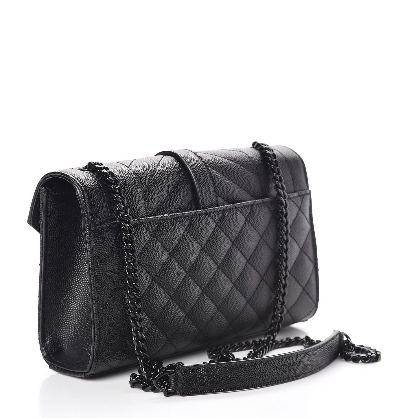 Grain De Poudre Textured Mixed Matelasse Triquilt Small Monogram Satchel Black