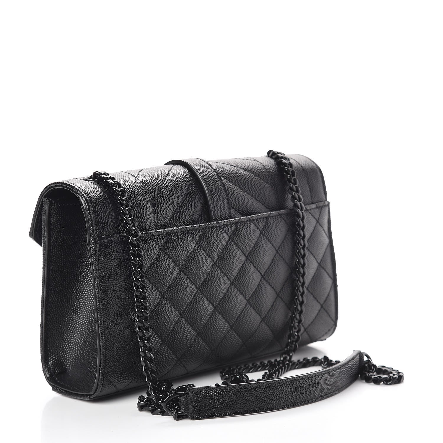 Saint Laurent Grain De Poudre Textured Mixed Matelasse Triquilt Small Monogram Satchel Black 3 of 10