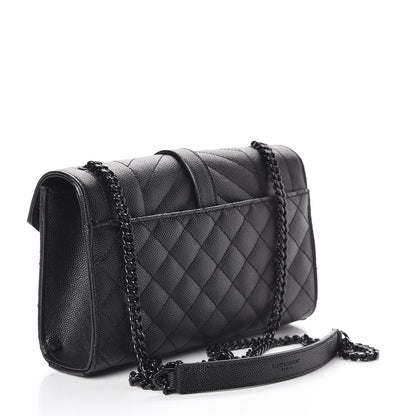 Saint Laurent Grain De Poudre Textured Mixed Matelasse Triquilt Small Monogram Satchel Black 3 of 10