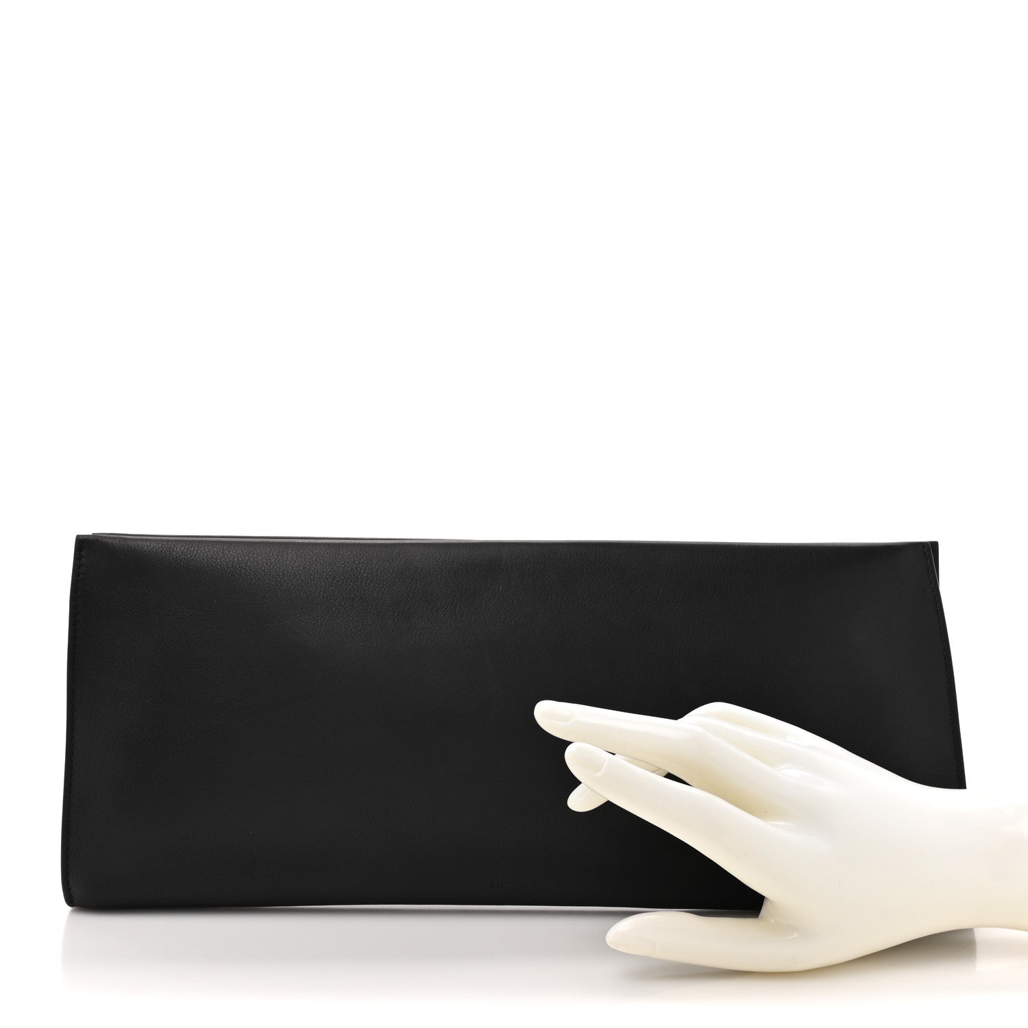 The Row Polished Saddle Calfskin Flat Soft Clutch  Black 2 of 6