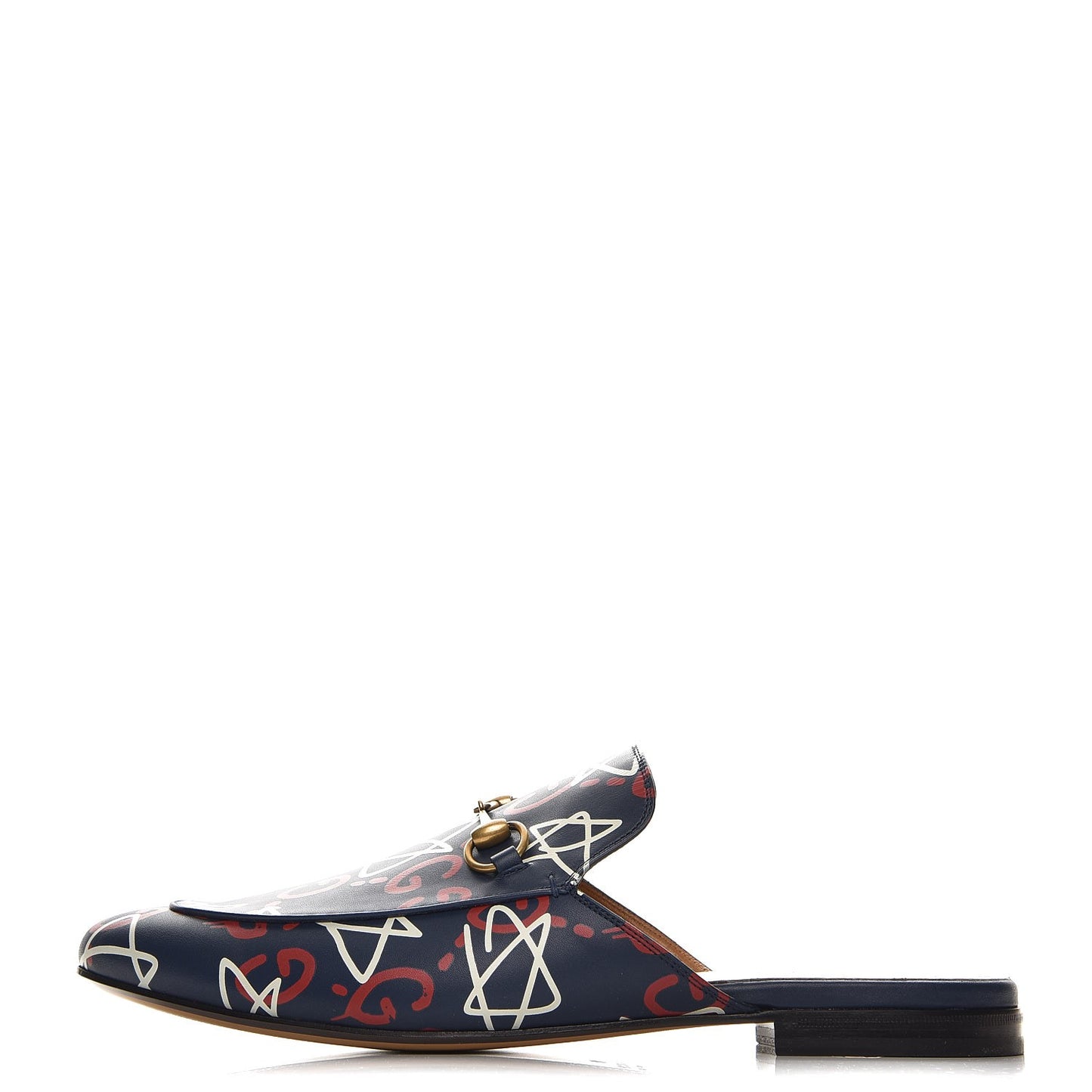 Calfskin GucciGhost Print Mens Princetown Slippers 12 Blue Agata Hibiscus Red