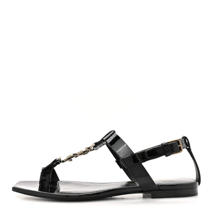 Saint Laurent Vitello Vernice Soft Cassandra 05 Monogram Sandals 35.5 Black 1 of 11