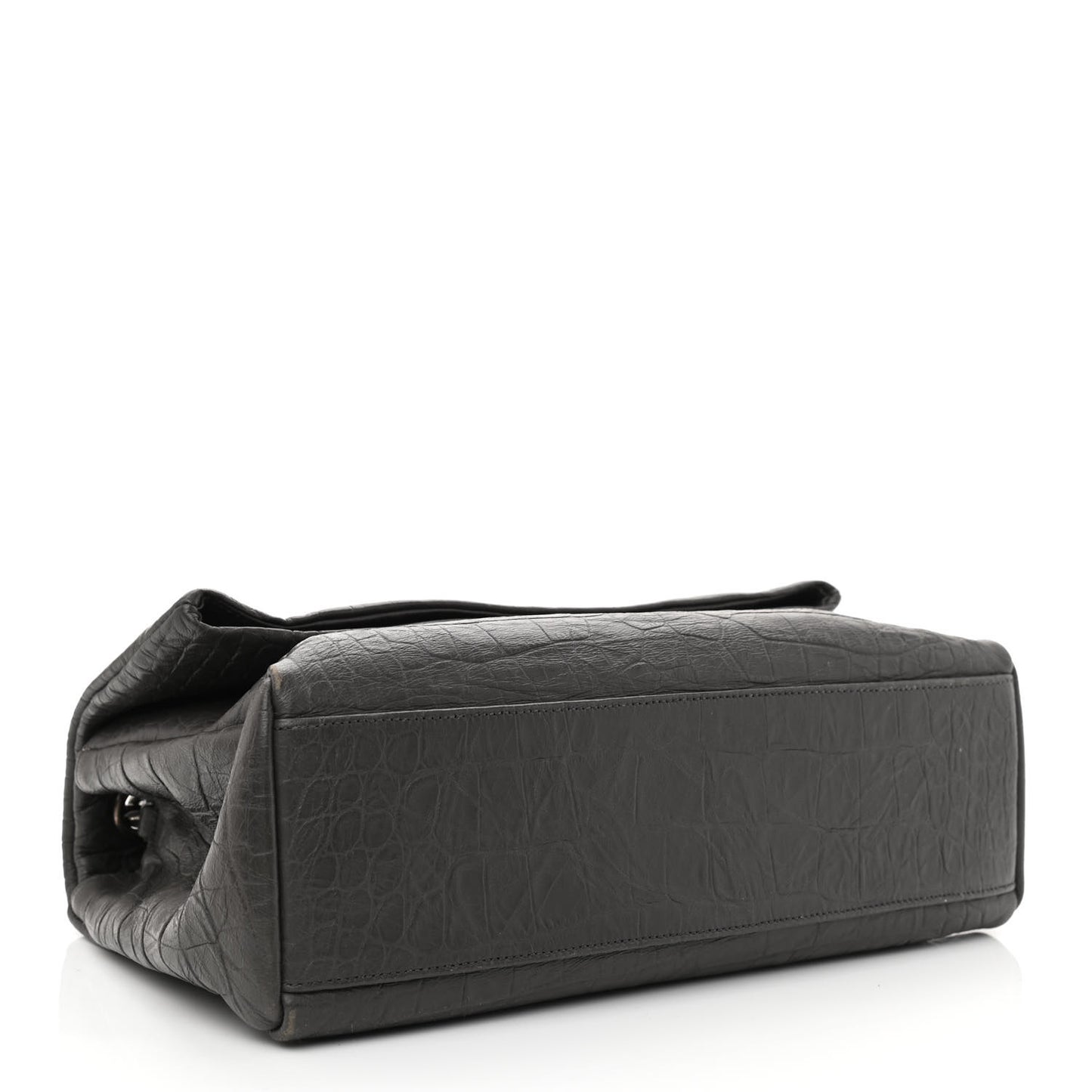 Calfskin Crocodile Embossed Small West Hollywood Monogram Fold-Over Black