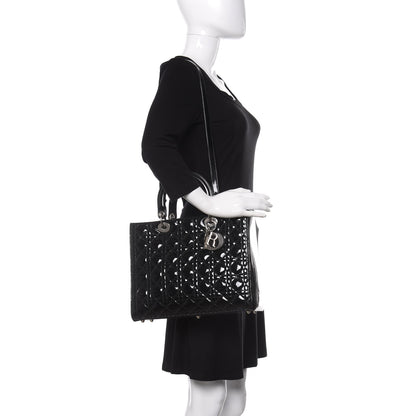 Christian Dior Patent Cannage Large Lady Dior Black 2 of 12