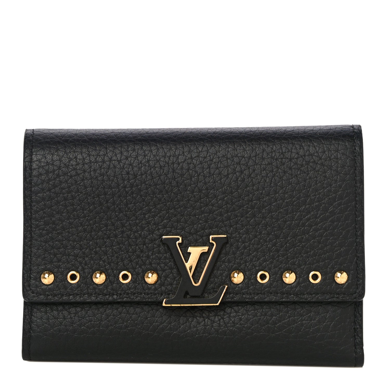 Louis Vuitton Taurillon Capucines Studded Compact Wallet Black 1 of 10