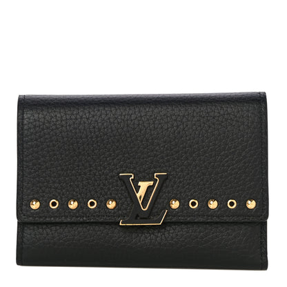 Louis Vuitton Taurillon Capucines Studded Compact Wallet Black 1 of 10