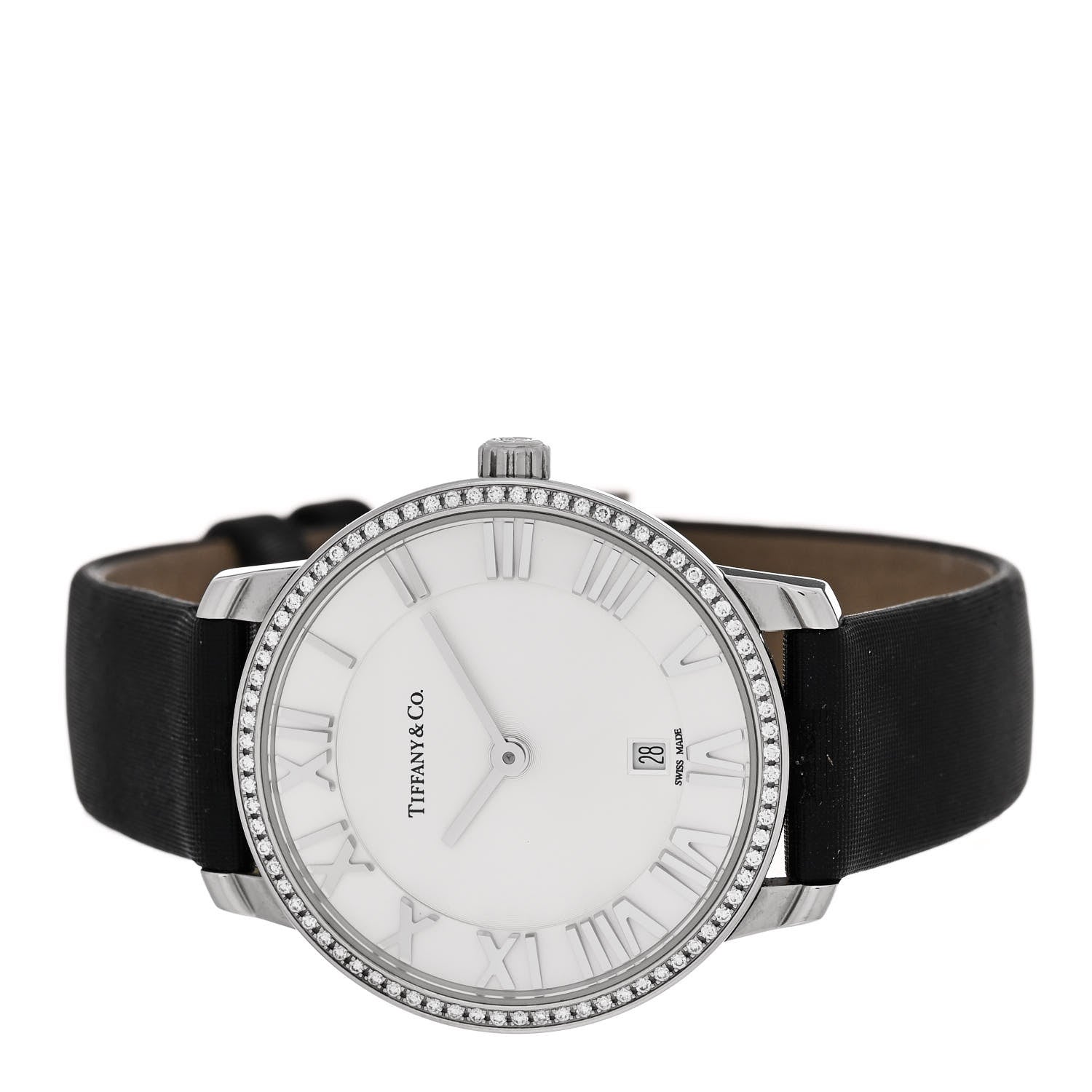 Tiffany Stainless Steel Satin Diamond Bezel 31mm Atlas 2-Hand Quartz Watch 2 of 5