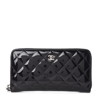 Chanel Patent Quilted Zip Around Wallet Black 1 of 8
