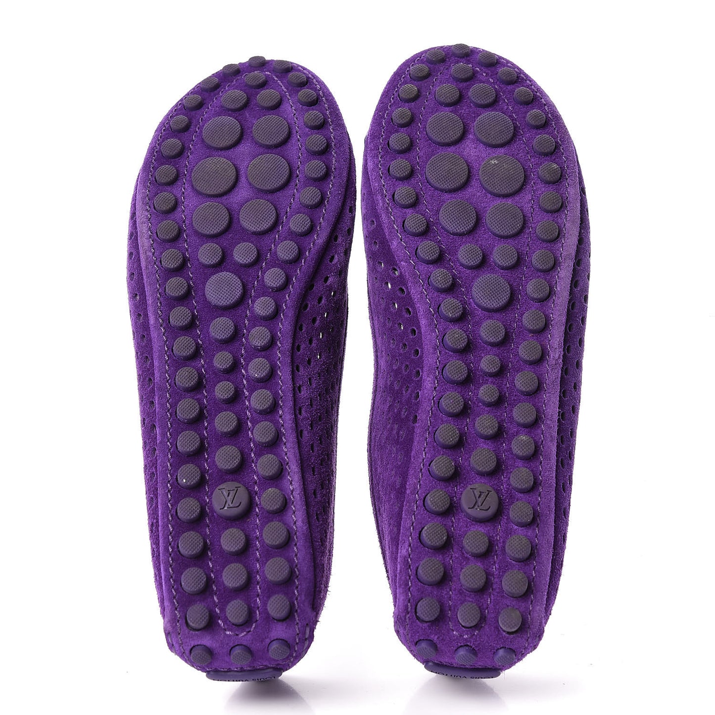 Suede Perforated Oxford Ballerina Flats 36 Violet