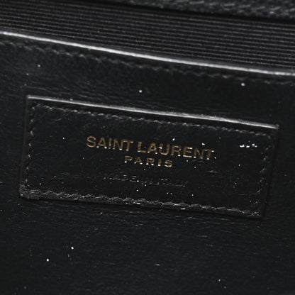 Saint Laurent Grain De Poudre Textured Mixed Matelasse Triquilt Medium Monogram Satchel Black 6 of 10