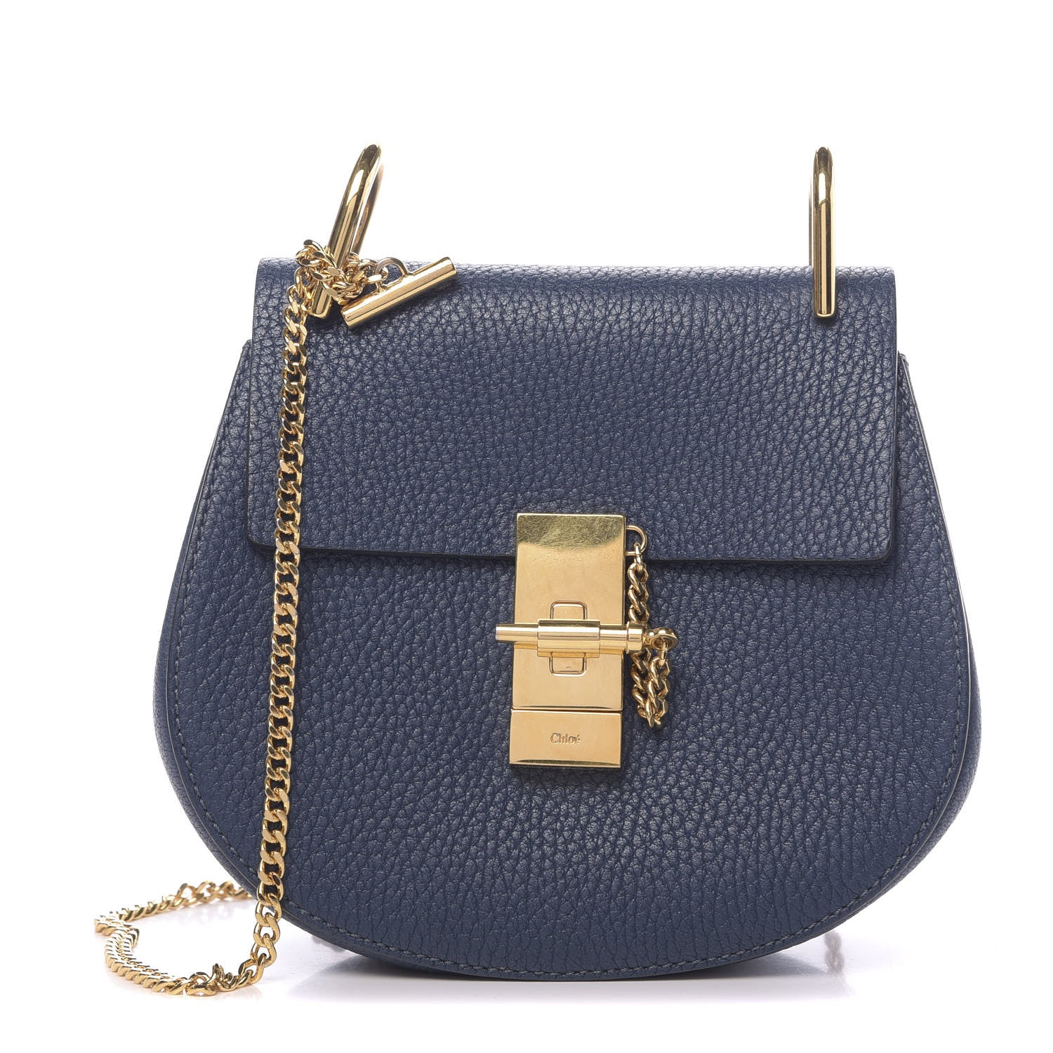 Chloe Grained Lambskin Mini Drew Shoulder Bag Royal Navy 1 of 9