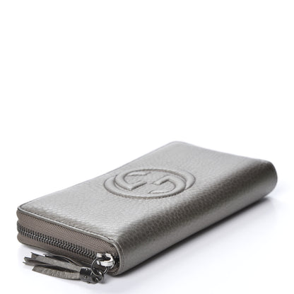 Gucci Metallic Pebbled Calfskin Soho Zip Around Wallet Sasso 3 of 8