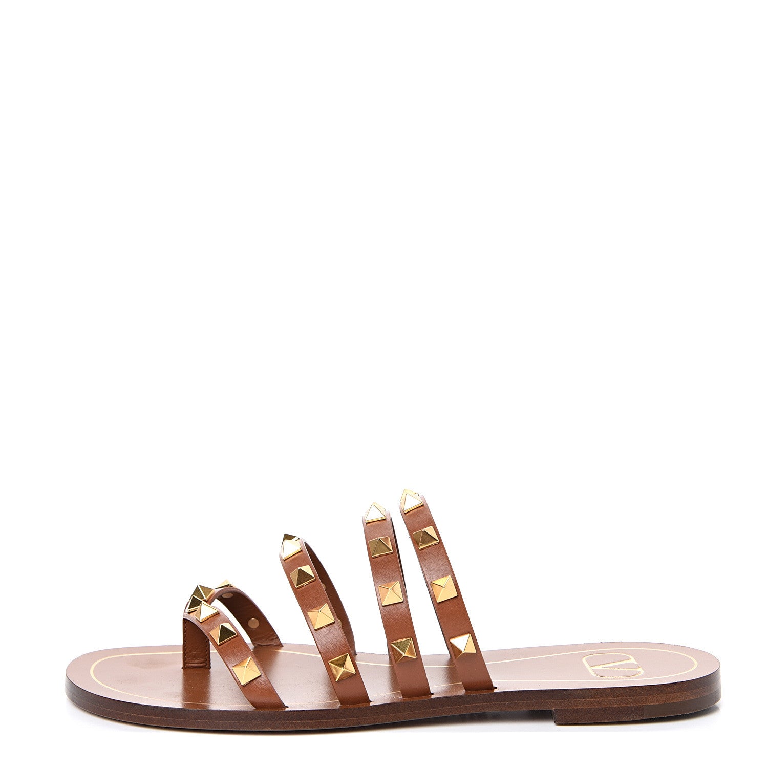 Valentino Garavani Calfskin Rockstud Flair Flat Thong Sandals 36 Selleria 1 of 8