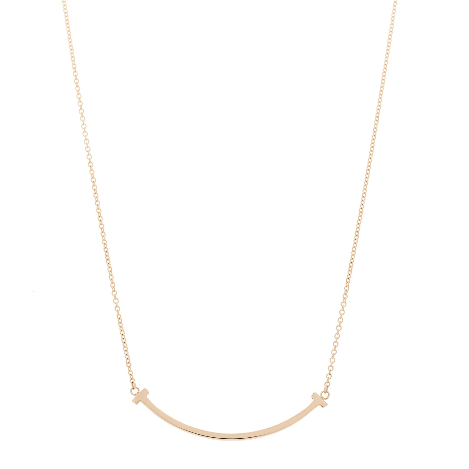 Tiffany 18K Rose Gold Small T Smile Pendant Necklace 1 of 6