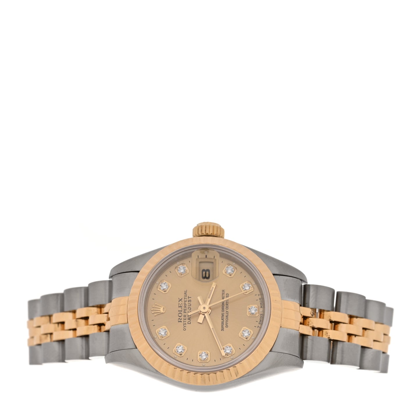 Stainless Steel 18K Yellow Gold Diamond 26mm Oyster Perpetual Datejust Watch Champagne 69173