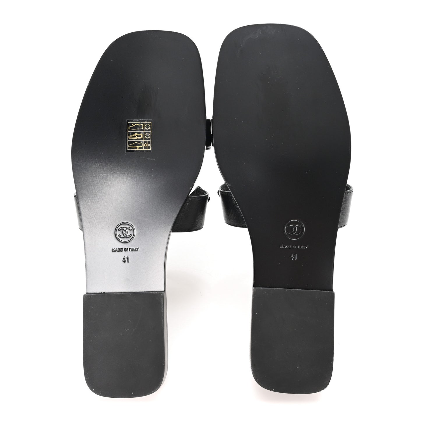Lambskin CC Cut Out Mules Sandals 41 Black