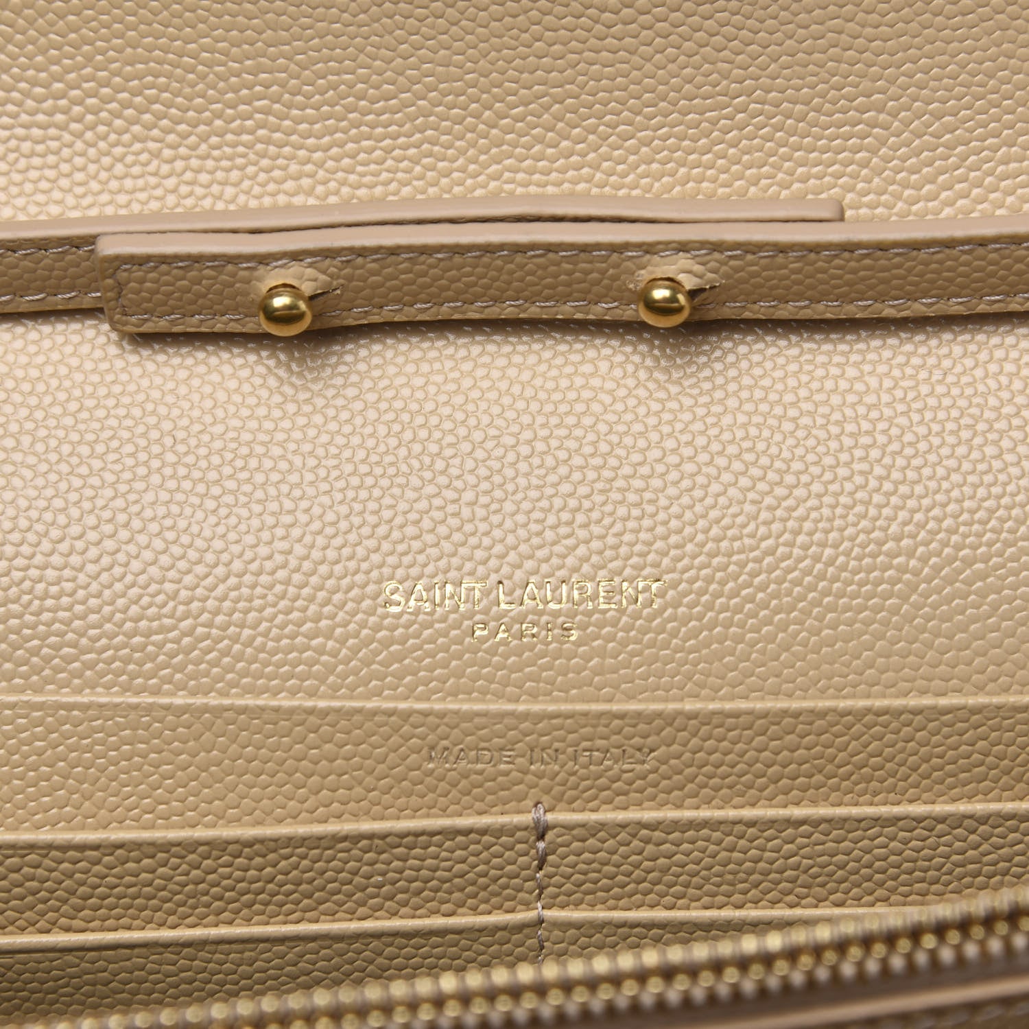 Saint Laurent Grain De Poudre Matelasse Chevron Monogram Chain Wallet Nude Powder 5 of 7