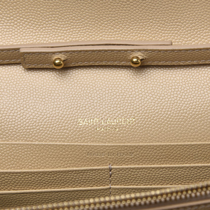 Saint Laurent Grain De Poudre Matelasse Chevron Monogram Chain Wallet Nude Powder 5 of 7