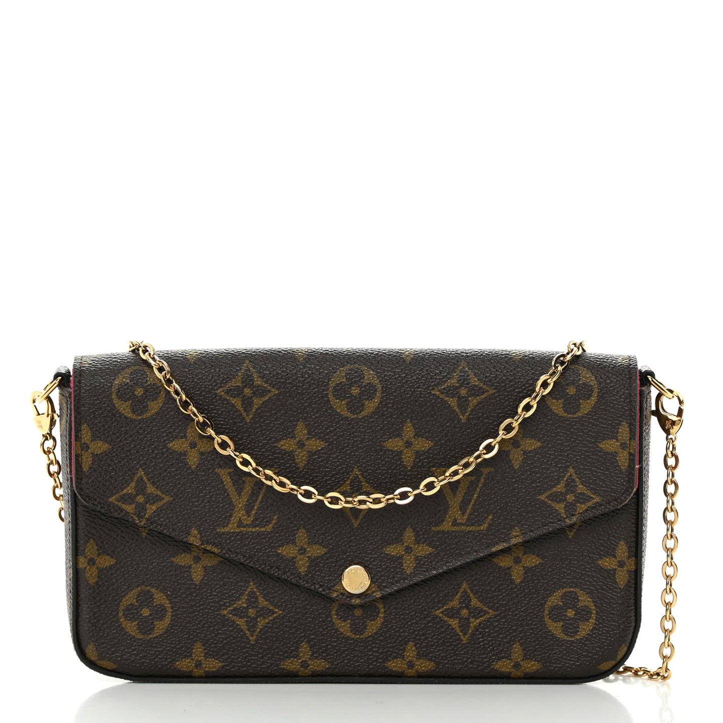 Monogram Pochette Felicie Chain Wallet Fuchsia