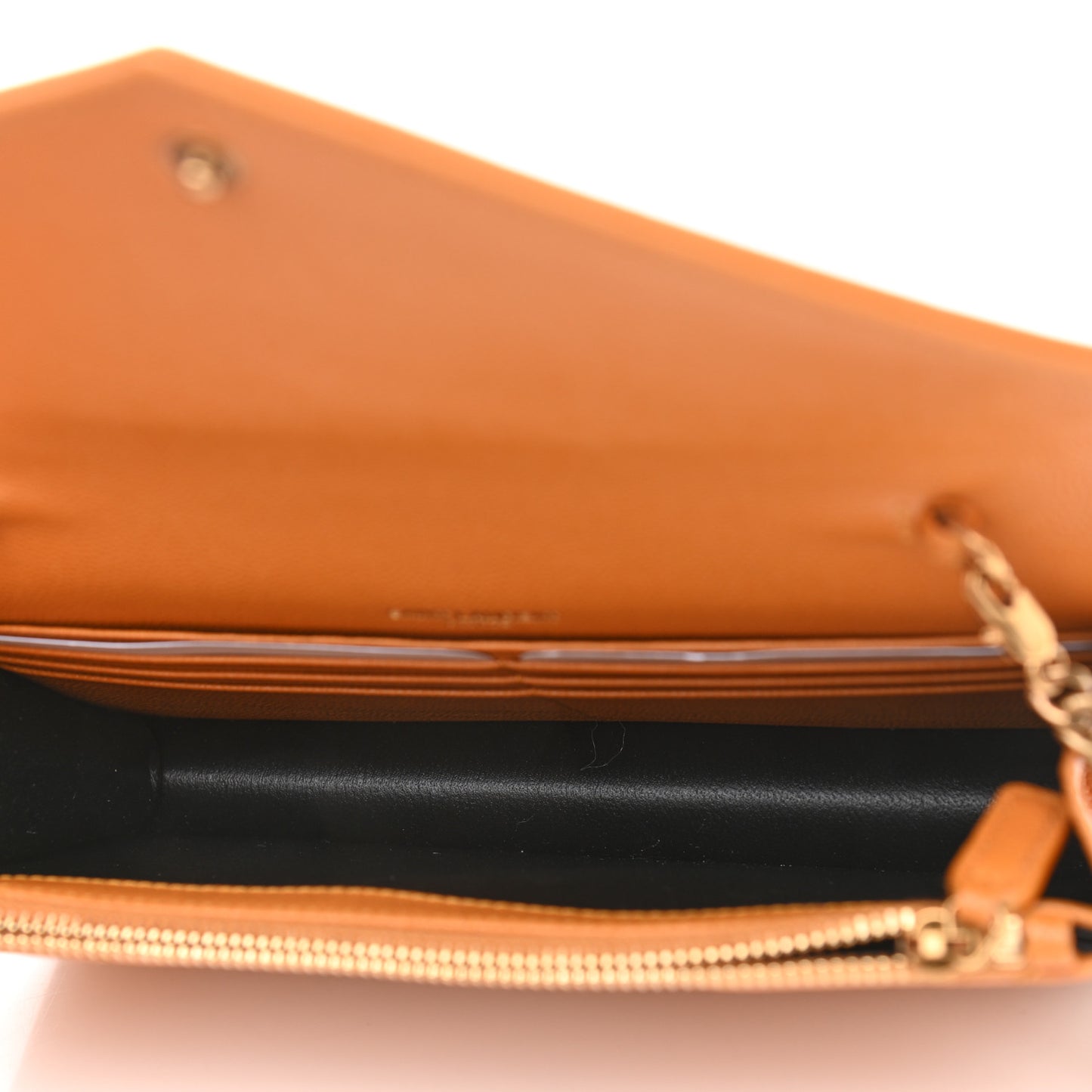 Grain De Poudre Matelasse Chevron Monogram Chain Wallet Senape Yellow