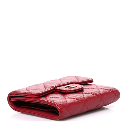 Chanel Caviar Quilted Compact Flap Wallet Dark Red 4 of 8