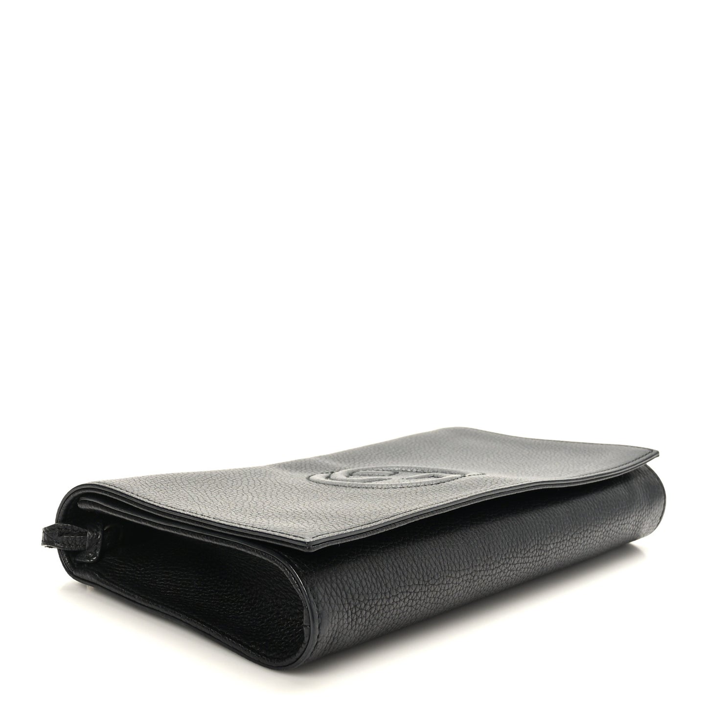 Pebbled Calfskin Medium Soho Clutch Black