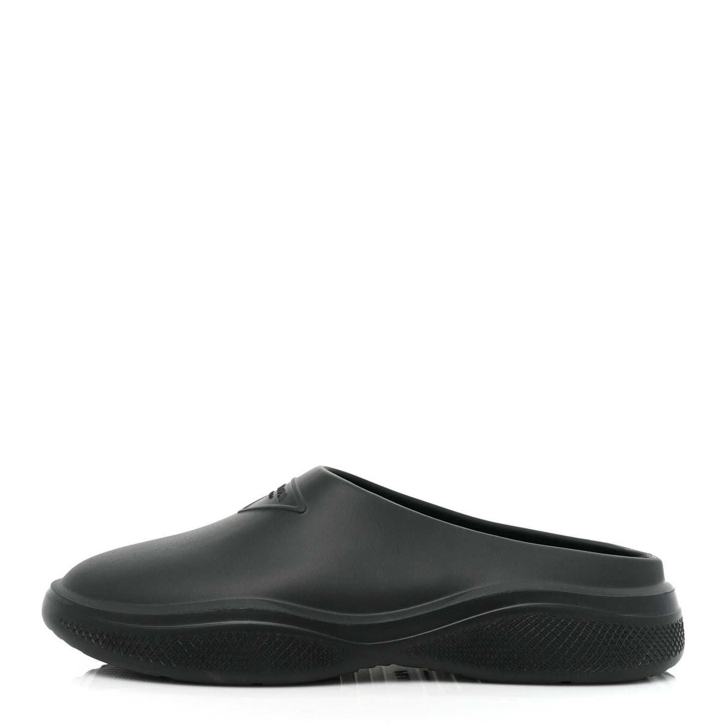 Soft Mellow Rubber Triangle Logo Embossed Womens 25mm Mules 37 Black