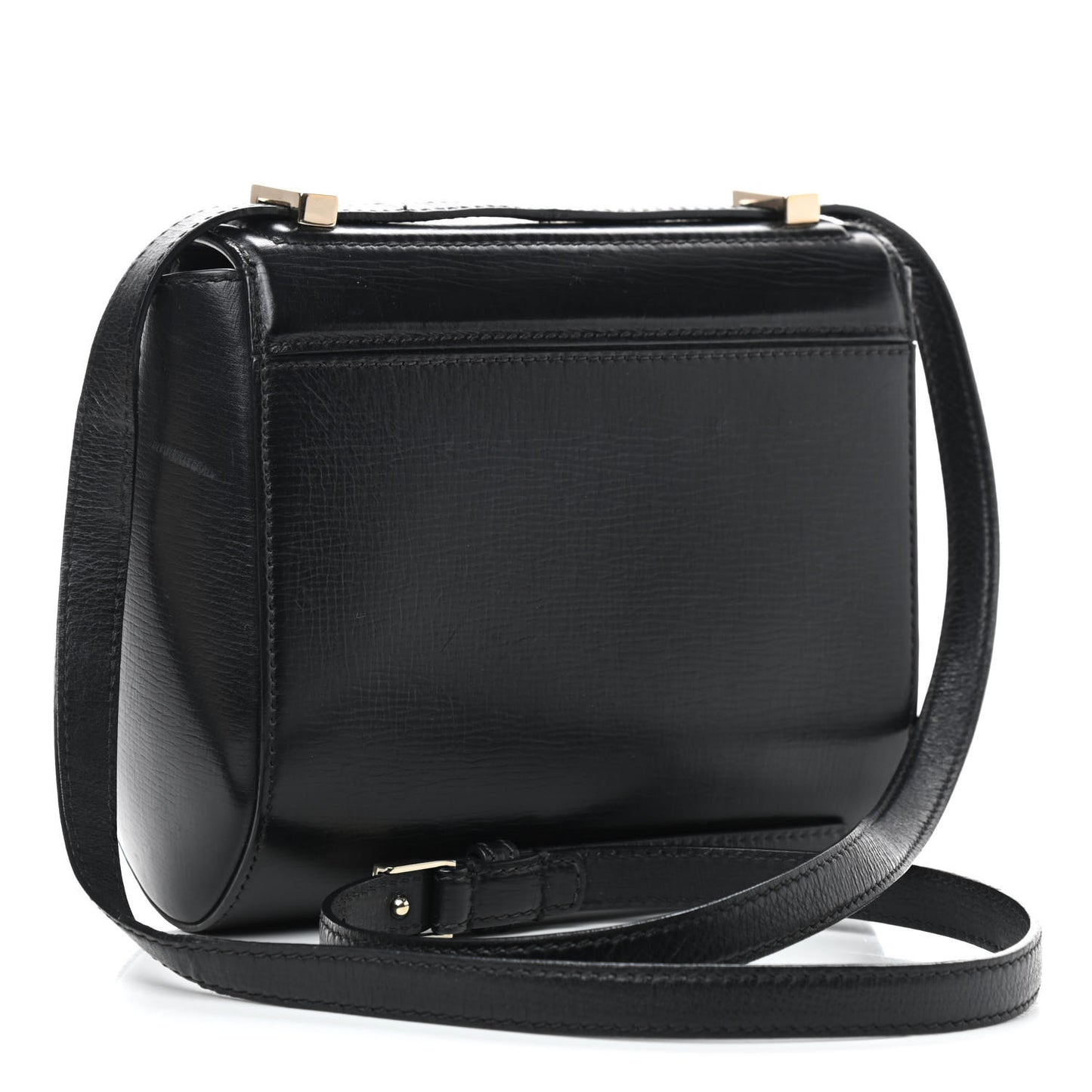 Textured Calfskin Mini Pandora Box Crossbody Bag Black