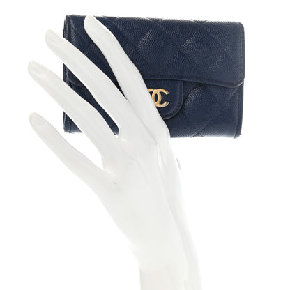 Chanel Caviar Quilted Flap Card Holder Navy Blue 2 of 12