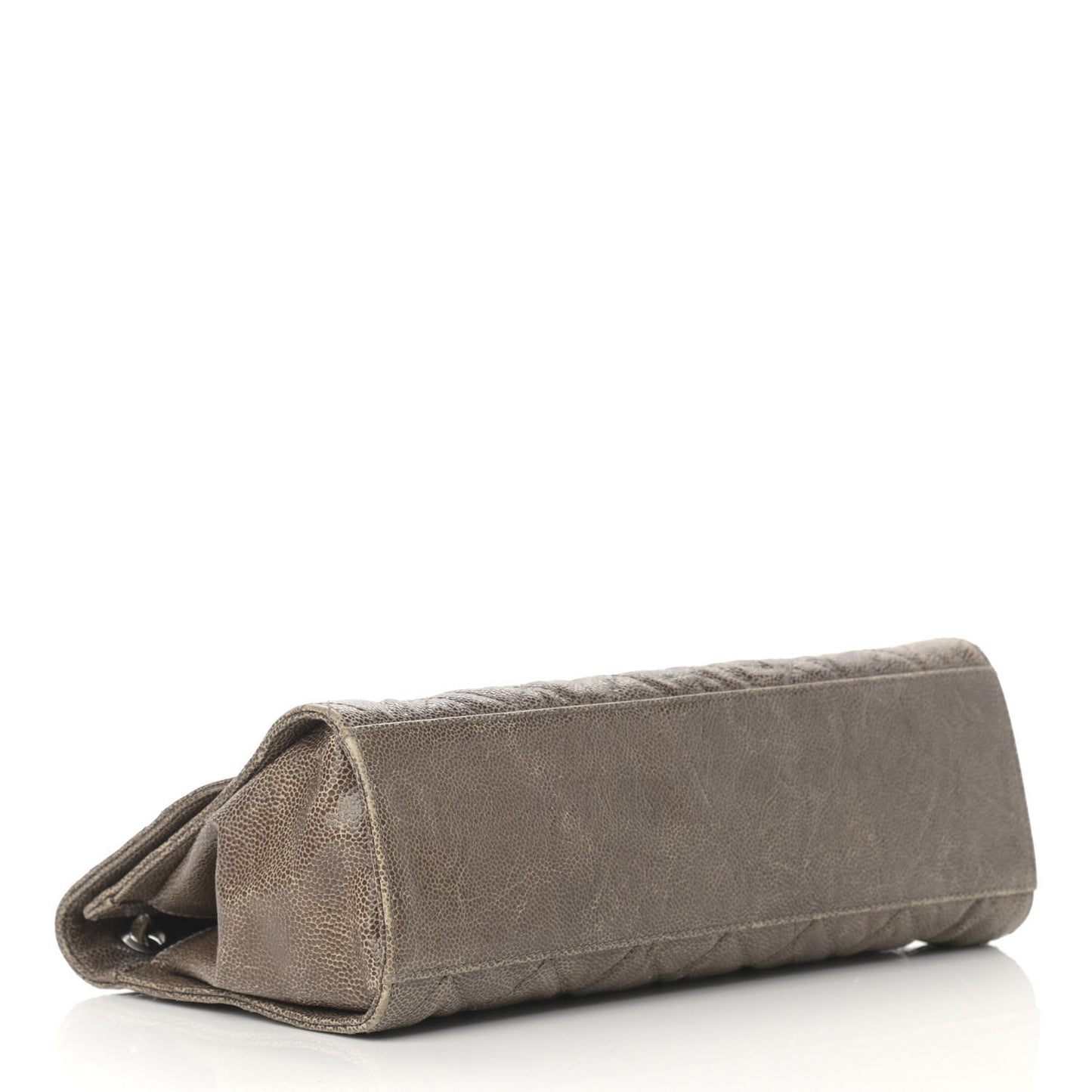 Crumpled Grained Calfskin Jumbo CC Crave Flap Beige