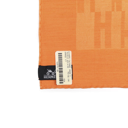 Hermes Silk Wool Faconnee Grand H Scarf Orange Vif 3 of 3