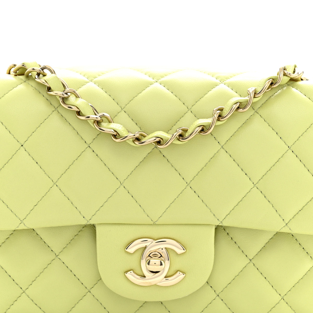 Chanel Lambskin Quilted Mini Rectangular Flap Light Green 8 of 12